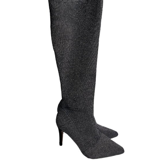 CATHERINE Catherine Malandrino ‘Delchy’ Black Glitter Metallic Knit Sock Boots 6 - Picture 2 of 9